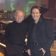 With conductor Leonard Slatkin, recording Rosza’s Spellbound Concerto with the BBC Symphony Orchestra